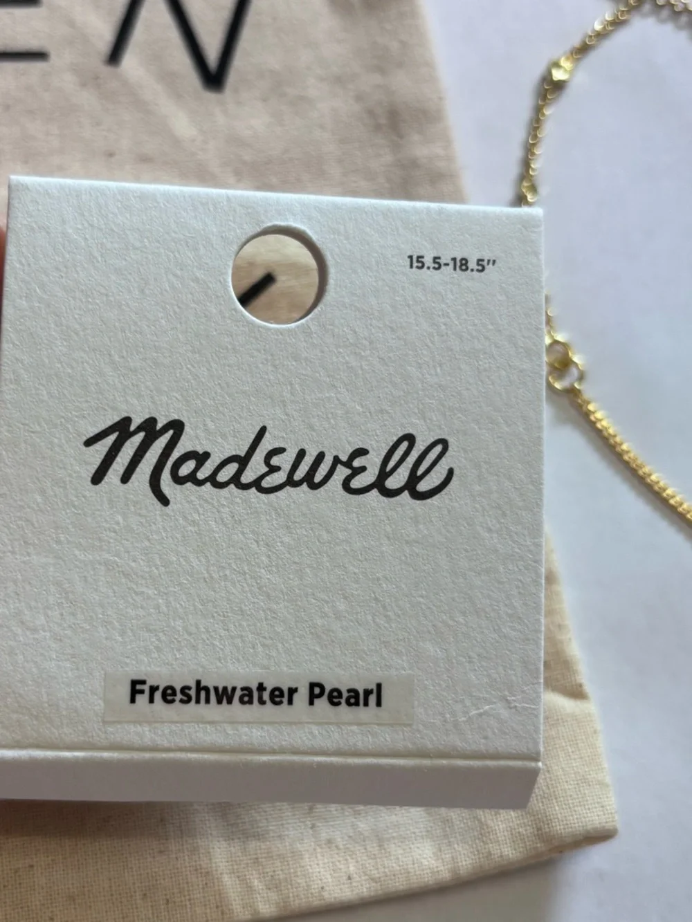 Madewell Freshwater Pearl Necklace with Bag, adjustable 15.5 - 18.5” length - Picture 3 of 7